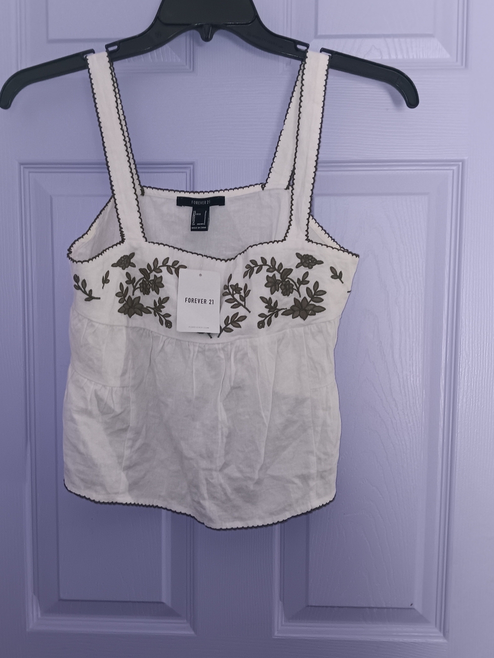 F21 | Embroidered Flowy Floral Square-Neck Bib Tank Top Small Nwt!